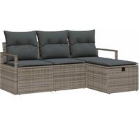 Ensemble de canapés de jardin vidaXL, 4 pièces, gris, en résine tressée