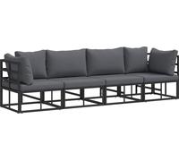 vidaXL Ensemble de canapés de jardin 4 pcs noir métal
