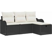 Ensemble de canapés de jardin vidaXL, 4 pièces, noir et crème, en polyrotin