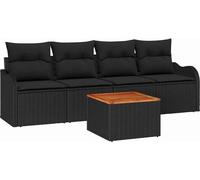 vidaXL Ensemble canapé de jardin avec mémoire 5 pcs noir poly rotin
