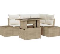 Ensemble de canapés de jardin vidaXL, 5 pièces, beige, en polyrotin