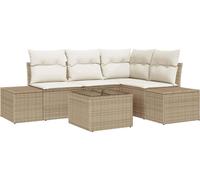 Ensemble de canapés de jardin vidaXL, 5 pièces, beige, en polyrotin