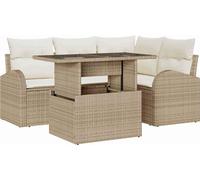 Ensemble de canapés de jardin vidaXL, 5 pièces, beige, en polyrotin