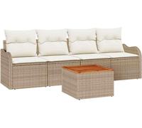 Ensemble de canapés de jardin vidaXL, 5 pièces, beige, en polyrotin