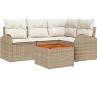 vidaXL Ensemble de canapés de jardin avec coussins 5 pièces Beige Poly-rotin
