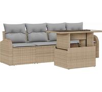 Ensemble de canapés de jardin vidaXL, 5 pièces, beige, en résine tressée