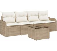 Ensemble de canapés de jardin vidaXL, 5 pièces, couleur beige et crème, en polyrotin, pour 4 personnes