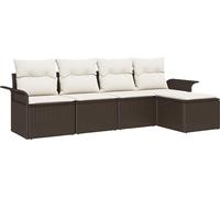 Ensemble de canapés de jardin vidaXL, 5 pièces, couleur marron, en polyrotin