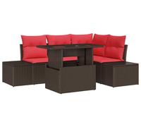 Ensemble de canapés de jardin vidaXL, 5 pièces, couleur marron, en polyrotin