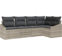 Ensemble de canapés de jardin vidaXL avec coussins, 5 pièces, gris clair, en polyrotin