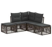Ensemble de canapés de jardin vidaXL, 5 pièces, gris, en polyrotin