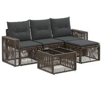 Ensemble de canapés de jardin vidaXL, 5 pièces, gris et gris foncé, en polyrotin