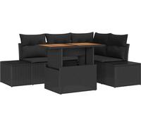 Ensemble de canapés de jardin vidaXL, 5 pièces, noir et marron