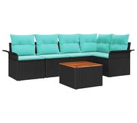 Ensemble de canapés de jardin vidaXL, 6 pièces, 5 places, noir et turquoise