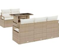 Ensemble de canapés de jardin vidaXL, 6 pièces, beige, en polyrotin