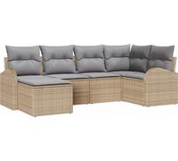 vidaXL Ensemble canapé de jardin 6 pièces beige en polyrotin