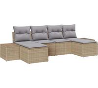 Ensemble de canapés de jardin vidaXL, 6 pièces, beige, en polyrotin