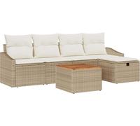 Ensemble de canapés de jardin vidaXL, 6 pièces, beige, en polyrotin