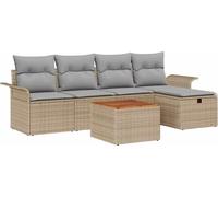 Ensemble de canapés de jardin vidaXL, 6 pièces, beige, en polyrotin