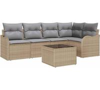 Ensemble de canapés de jardin vidaXL avec rangement, 6 pièces, beige, en polyrotin