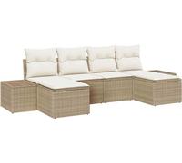 Ensemble de canapés de jardin vidaXL, 6 pièces, beige, en polyrotin
