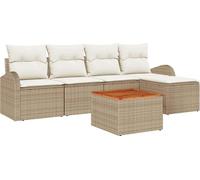 Ensemble de canapés de jardin vidaXL, 6 pièces, beige et crème, en polyrotin