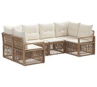 Ensemble de canapés de jardin vidaXL, 6 pièces, couleur beige, en résine tressée