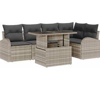 vidaXL Ensemble de canapés de jardin 3357385 6 pièces avec coussins, rotin synthétique gris clair