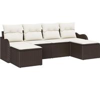 Ensemble de canapés de jardin vidaXL, 6 pièces, couleur marron, en polyrotin