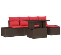 Ensemble de canapés de jardin vidaXL, 6 pièces, couleur marron, en polyrotin