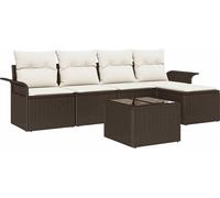 Ensemble de canapés de jardin vidaXL, 6 pièces, couleur marron, en polyrotin
