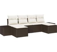 Ensemble de canapés de jardin vidaXL, 6 pièces, couleur marron, en polyrotin