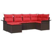 Ensemble de canapés de jardin vidaXL, 6 pièces, couleur marron, en polyrotin
