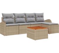 Ensemble de canapés de jardin vidaXL, 6 pièces, en résine tressée, beige et gris clair