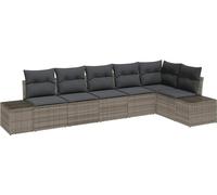 vidaXL Ensemble canapé de jardin avec coussins 6 pièces Gris Polyrotin