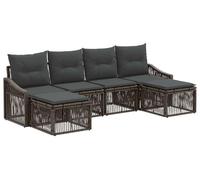 Ensemble de canapés de jardin vidaXL, 6 pièces, gris, en résine tressée