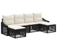 Ensemble de canapés de jardin vidaXL, 6 pièces, noir, en résine tressée