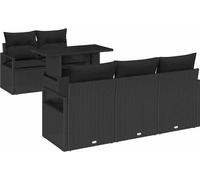 Ensemble de canapés de jardin vidaXL, 6 pièces, noir, en résine tressée