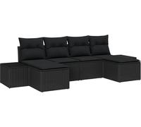 Ensemble de canapés de jardin vidaXL, 6 pièces, noir, en résine tressée