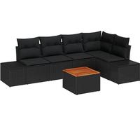 Ensemble de canapés de jardin vidaXL, 6 pièces, noir, en résine tressée