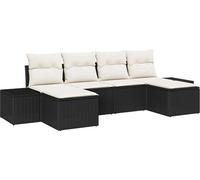 Ensemble de canapés de jardin vidaXL, 6 pièces, noir, en résine tressée