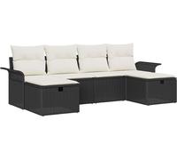 Ensemble de canapés de jardin vidaXL, 6 pièces, noir et crème, en polyrotin