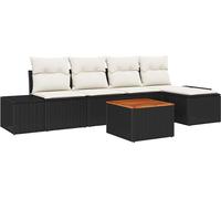 Ensemble de canapés de jardin vidaXL, 6 pièces, noir et crème, en polyrotin