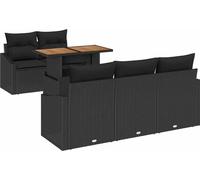 Ensemble de canapés de jardin vidaXL, 6 pièces, noir et marron