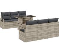 Ensemble de canapés de jardin vidaXL, 7 pièces, 6 places, gris clair, en résine tressée