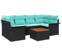 Ensemble de canapés de jardin vidaXL, 7 pièces, 6 places, noir et turquoise