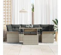 Ensemble De Canapés De Jardin Vidaxl 7 Pièces Avec Coussins Gris Clair Poly Rattan, Canapé De Jardin De 2 Places Vidaxl Avec Rangement Et Coussins Gris Clair Poly Rattan