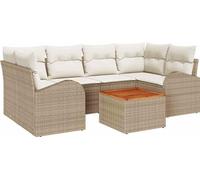 Ensemble de canapés de jardin vidaXL, 7 pièces, beige et crème, en polyrotin