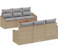 Ensemble de canapés de jardin vidaXL, 7 pièces, beige et gris clair, en polyrotin