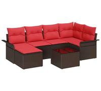 Ensemble de canapés de jardin vidaXL, 7 pièces, couleur marron, en polyrotin